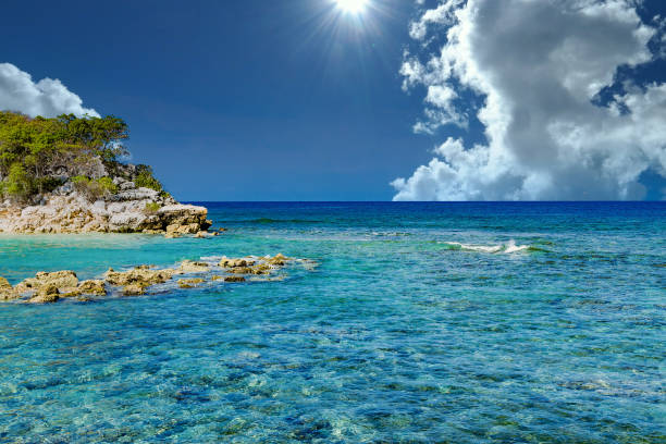 Clear Caribbean Water off Tropical Island of Haiti